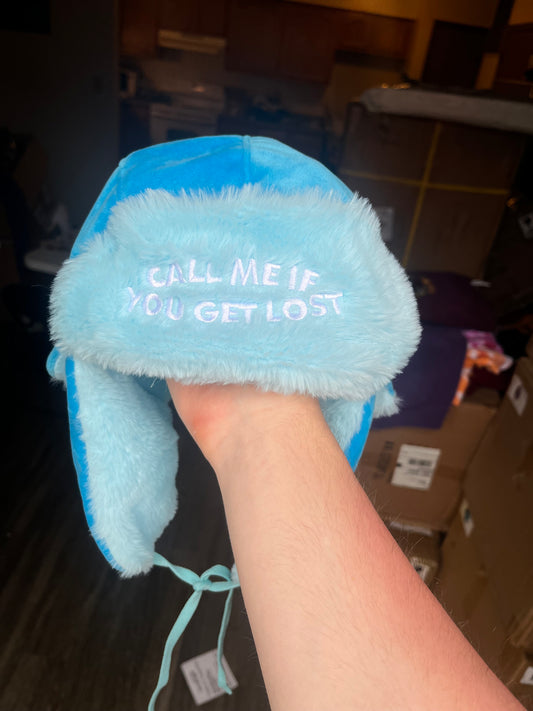 "CMIYGL" BLUE EMBROIDERED USHANKA HAT