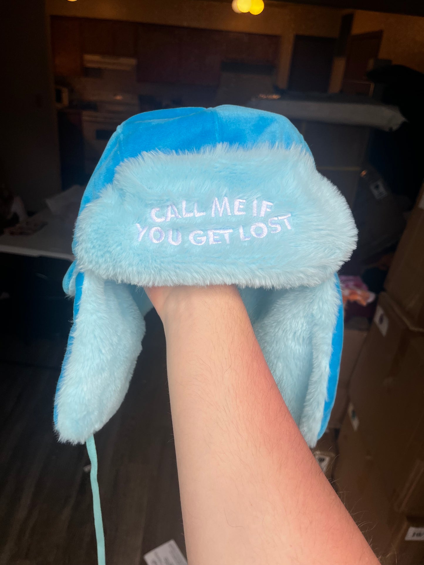 "CMIYGL" BLUE EMBROIDERED USHANKA HAT