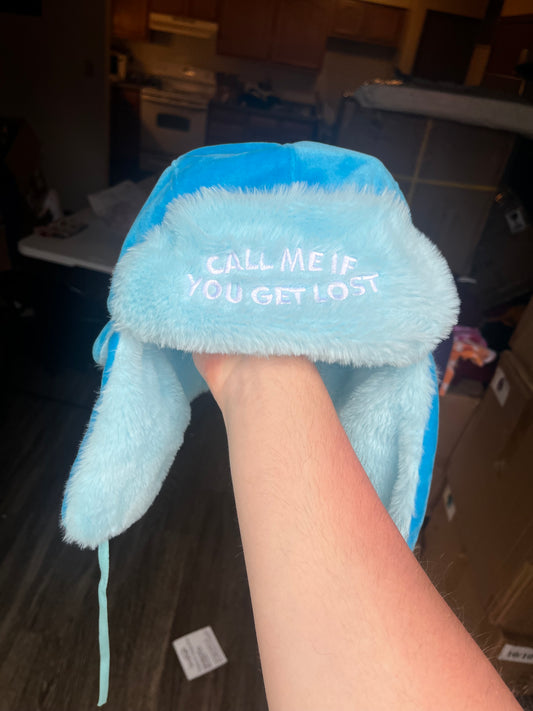 "CMIYGL" BLUE EMBROIDERED USHANKA HAT