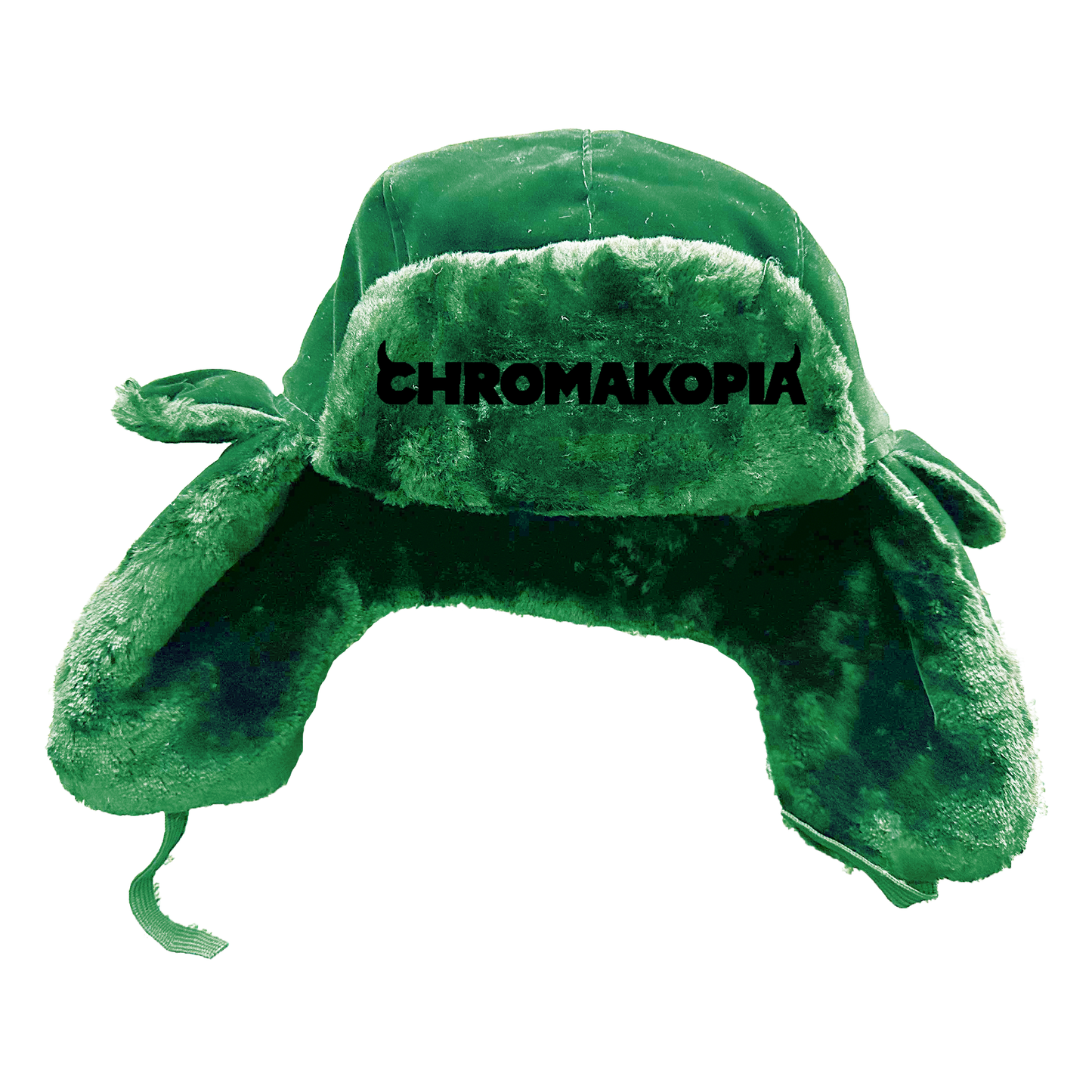 "CHROMA" GREEN EMBROIDERED USHANKA HAT