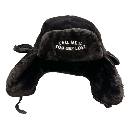 "CMIYGL" BLACK EMBROIDERED USHANKA HAT