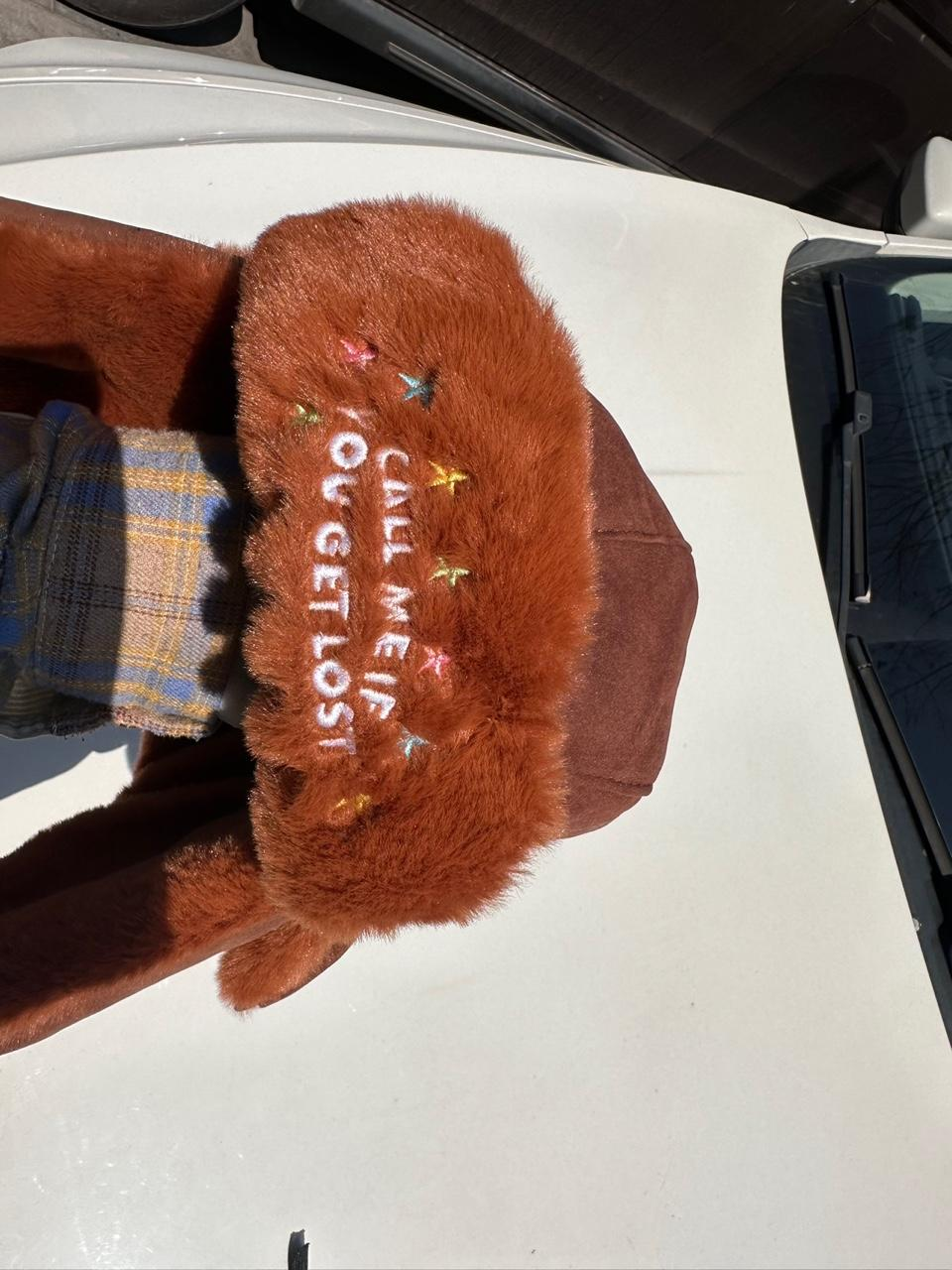 "CMIYGL" BROWN w/ STARS EMBROIDERED USHANKA HAT